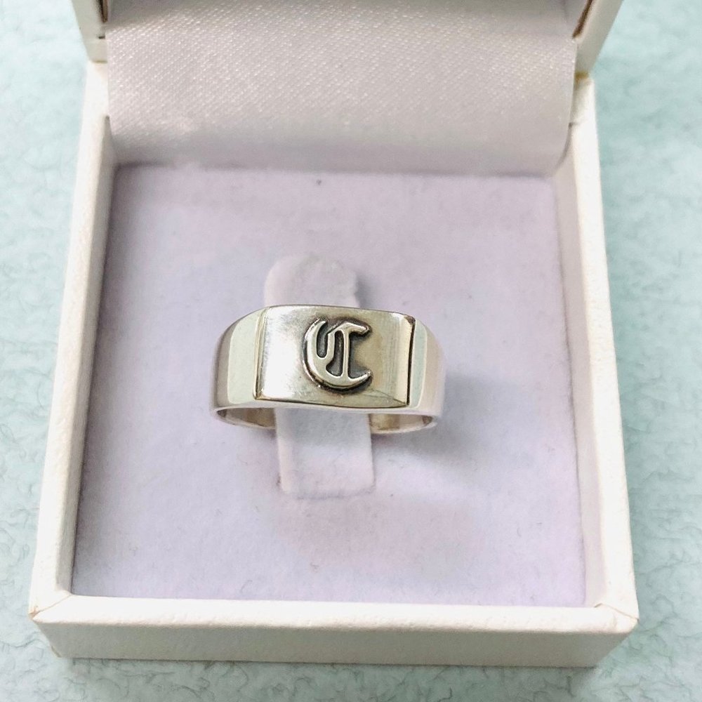 Monogram ring wome initial ring Silver monogram ring personalized ring